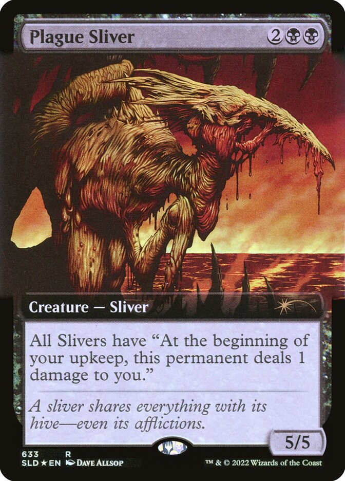 Plague Sliver (Extended Art) (Step-and-Compleat Foil) [Secret Lair Drop Promos] | Exor Games Dartmouth