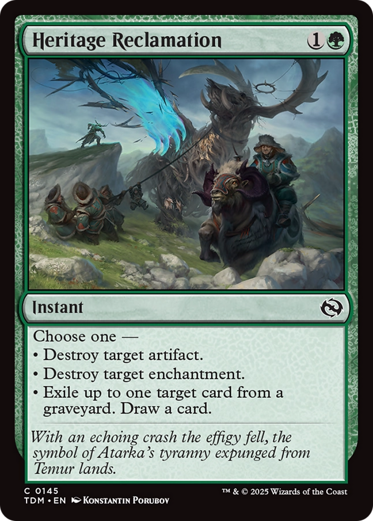 Heritage Reclamation [Tarkir: Dragonstorm] | Exor Games Dartmouth