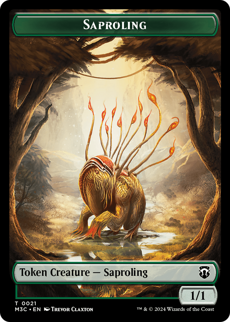 Tarmogoyf (Ripple Foil) // Saproling Double-Sided Token [Modern Horizons 3 Commander Tokens] | Exor Games Dartmouth