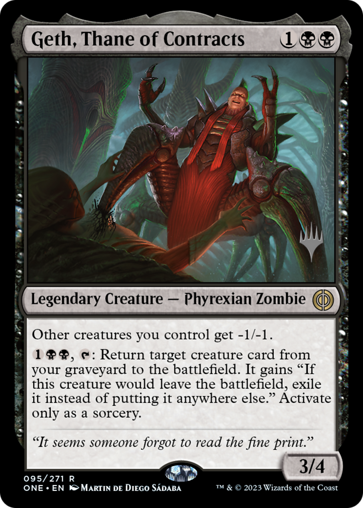 Geth, Thane of Contracts (Promo Pack) [Phyrexia: All Will Be One Promos] | Exor Games Dartmouth