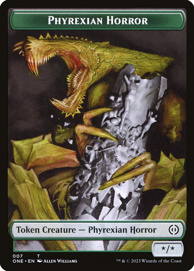 Phyrexian Goblin // Phyrexian Horror Double-Sided Token [Phyrexia: All Will Be One Tokens] | Exor Games Dartmouth