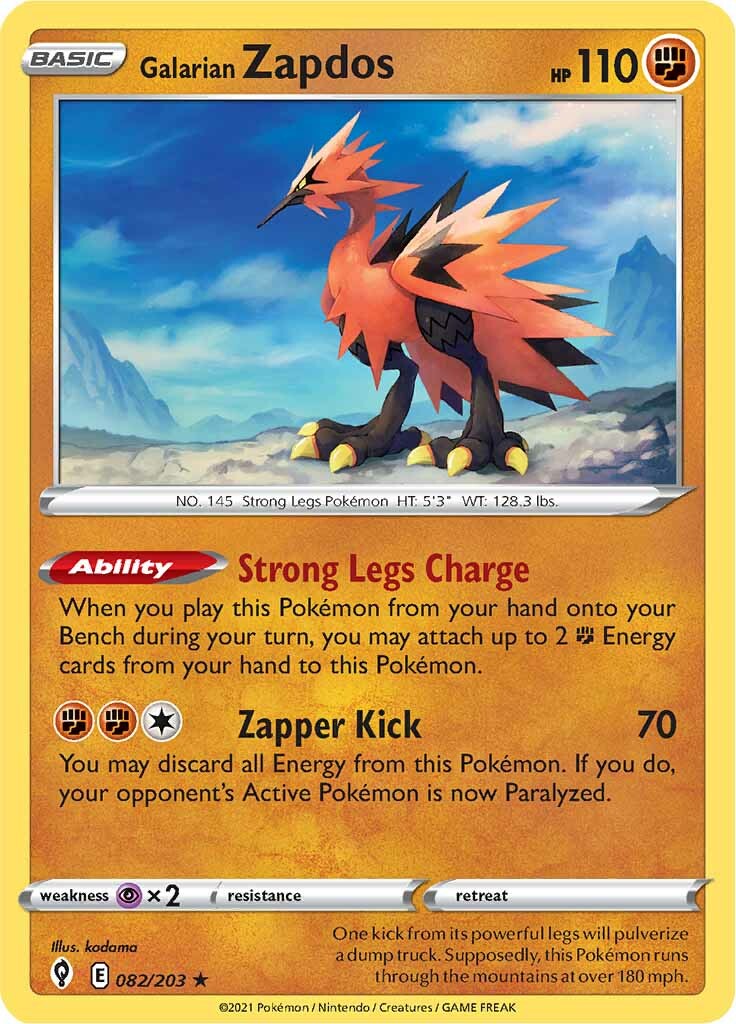 Galarian Zapdos (082/203) [Sword & Shield: Evolving Skies] | Exor Games Dartmouth