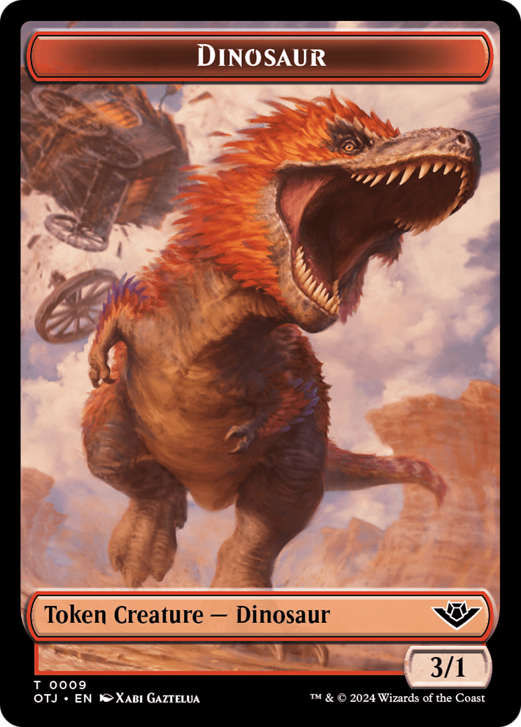 Treasure // Dinosaur Double-Sided Token [Outlaws of Thunder Junction Tokens] | Exor Games Dartmouth