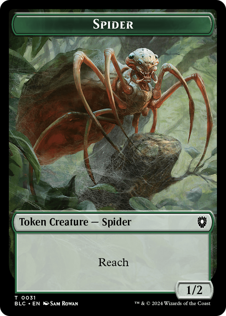 Spider // Blood Double-Sided Token [Bloomburrow Commander Tokens] | Exor Games Dartmouth