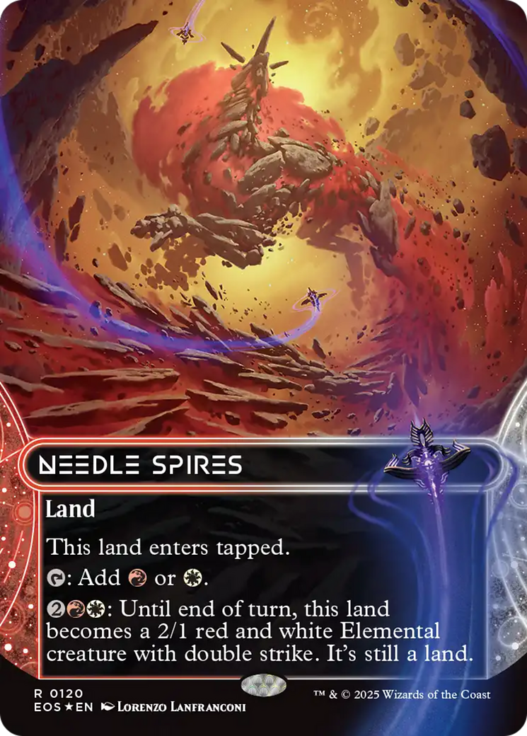Needle Spires (0120) (Borderless) (Galaxy Foil) [Edge of Eternities: Stellar Sights] | Exor Games Dartmouth