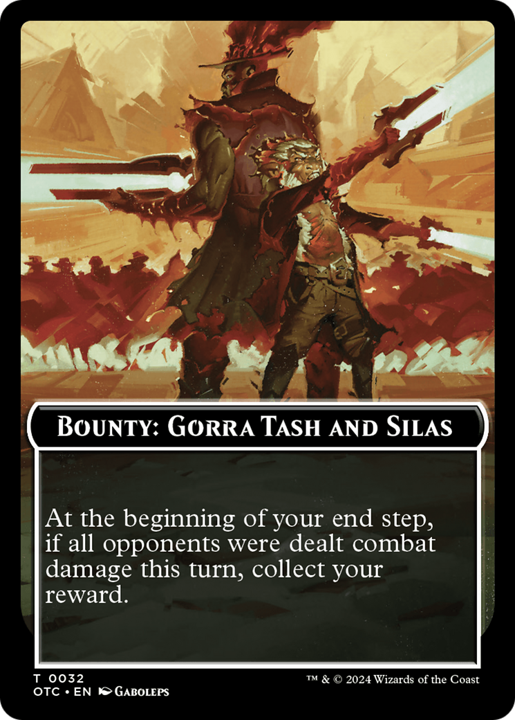 Bounty: Gorra Tash and Silas // Bounty Rules Double-Sided Token [Outlaws of Thunder Junction Commander Tokens] | Exor Games Dartmouth