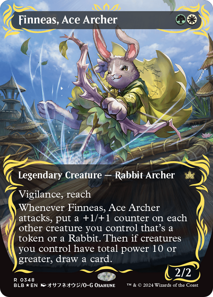 Finneas, Ace Archer (Borderless) (Raised Foil) [Bloomburrow] | Exor Games Dartmouth