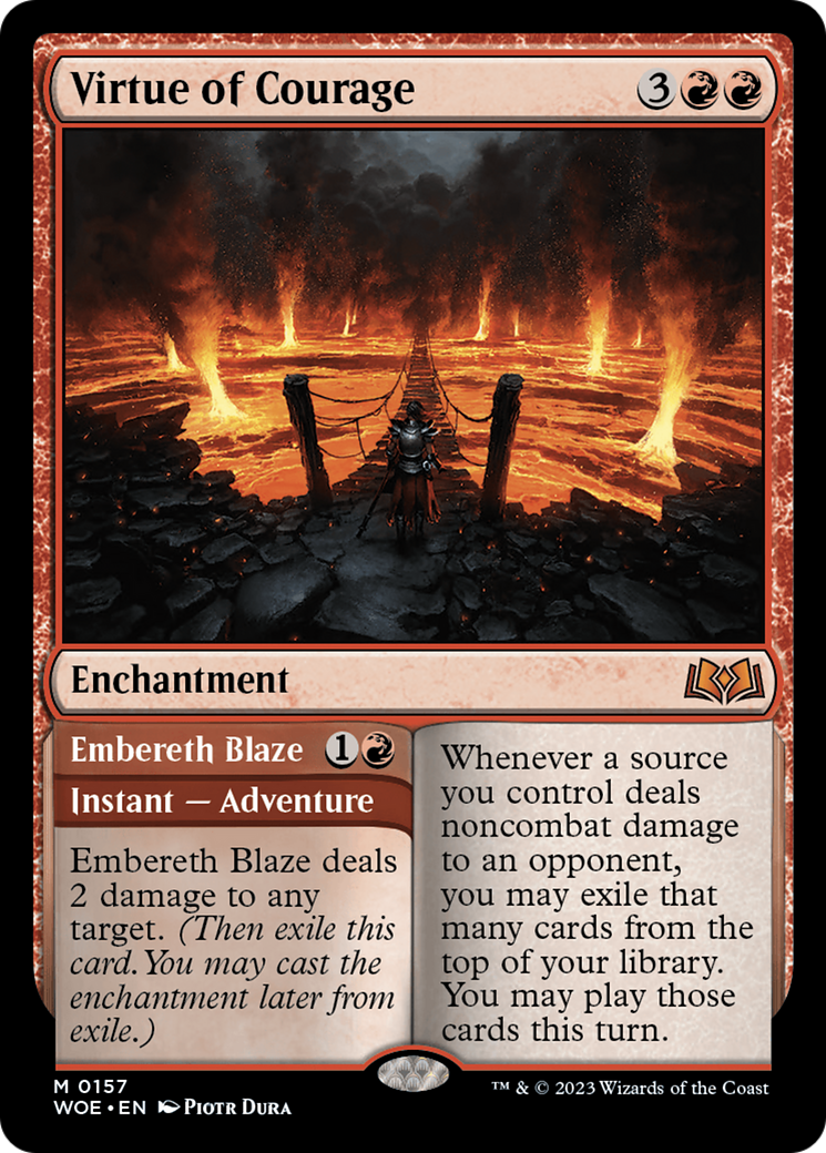 Virtue of Courage // Embereth Blaze [Wilds of Eldraine] | Exor Games Dartmouth