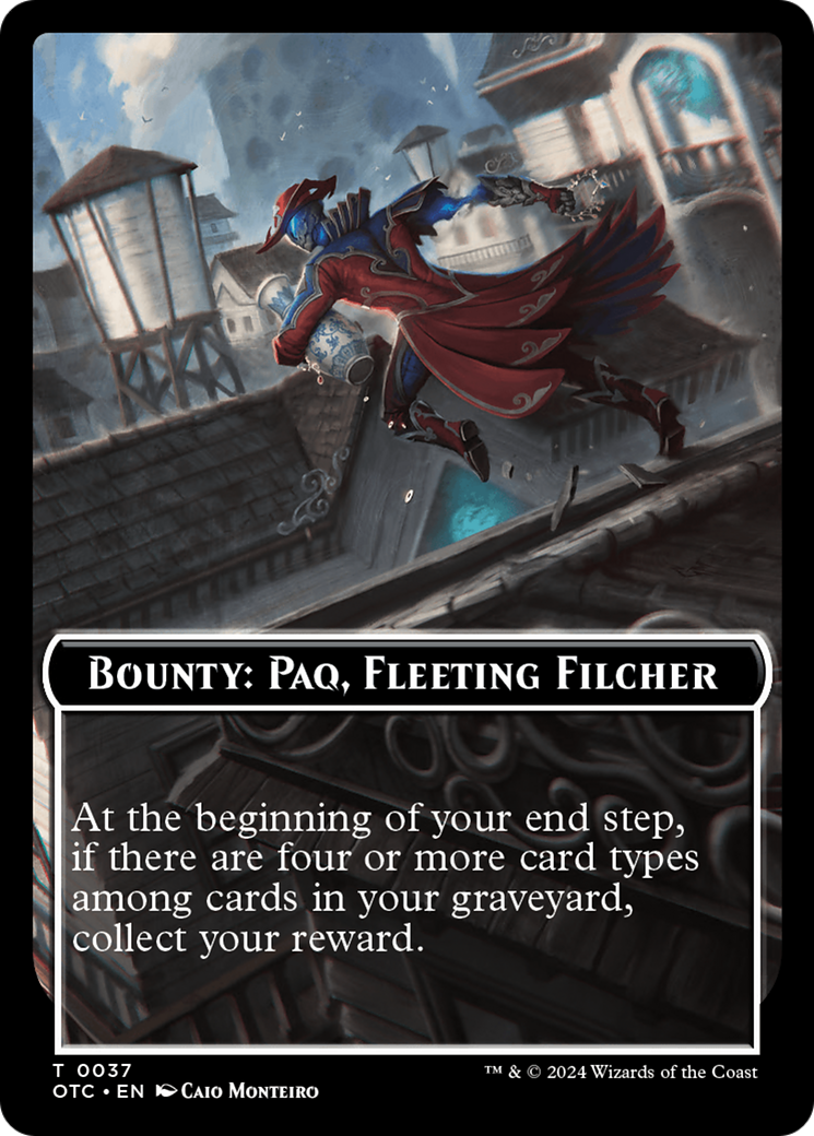 Bounty: Paq, Fleeting Filcher // Bounty Rules Double-Sided Token [Outlaws of Thunder Junction Commander Tokens] | Exor Games Dartmouth