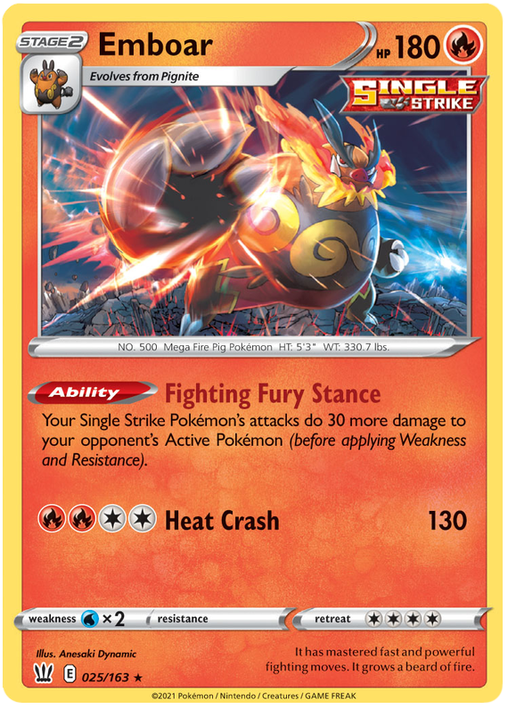 Emboar (025/163) [Sword & Shield: Battle Styles] | Exor Games Dartmouth