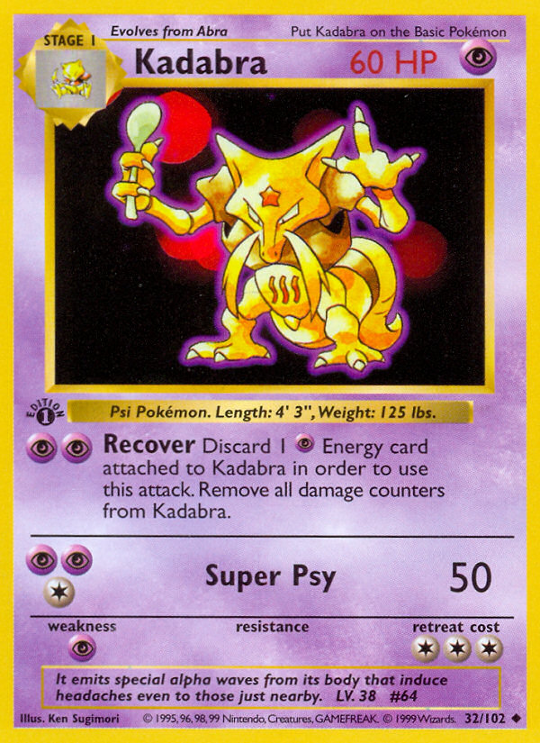 Kadabra (32/102) (Shadowless) [Base Set 1st Edition] | Exor Games Dartmouth
