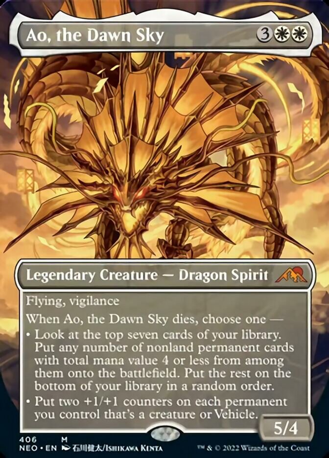 Ao, the Dawn Sky (Borderless Alternate Art) [Kamigawa: Neon Dynasty] | Exor Games Dartmouth