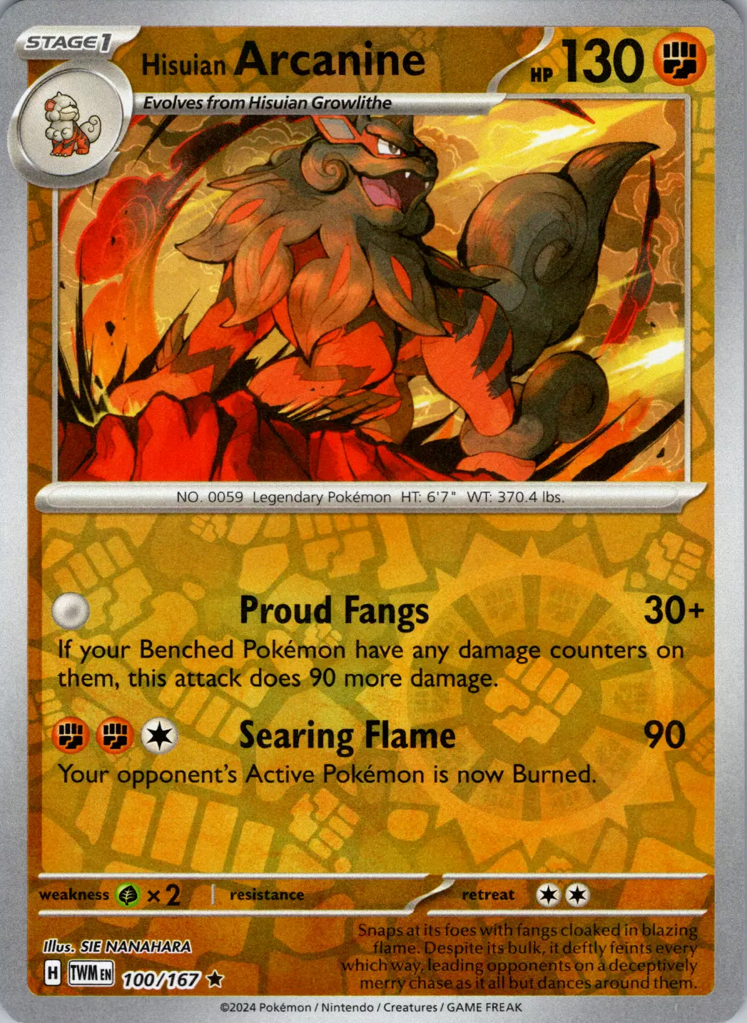 Hisuian Arcanine (100/167) [Scarlet & Violet: Twilight Masquerade] | Exor Games Dartmouth