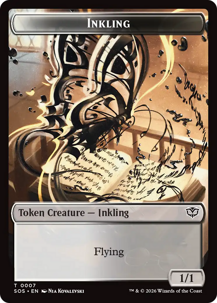 Inkling (0007) // Spirit (0011) Double-Sided Token [Secrets of Strixhaven Tokens] | Exor Games Dartmouth