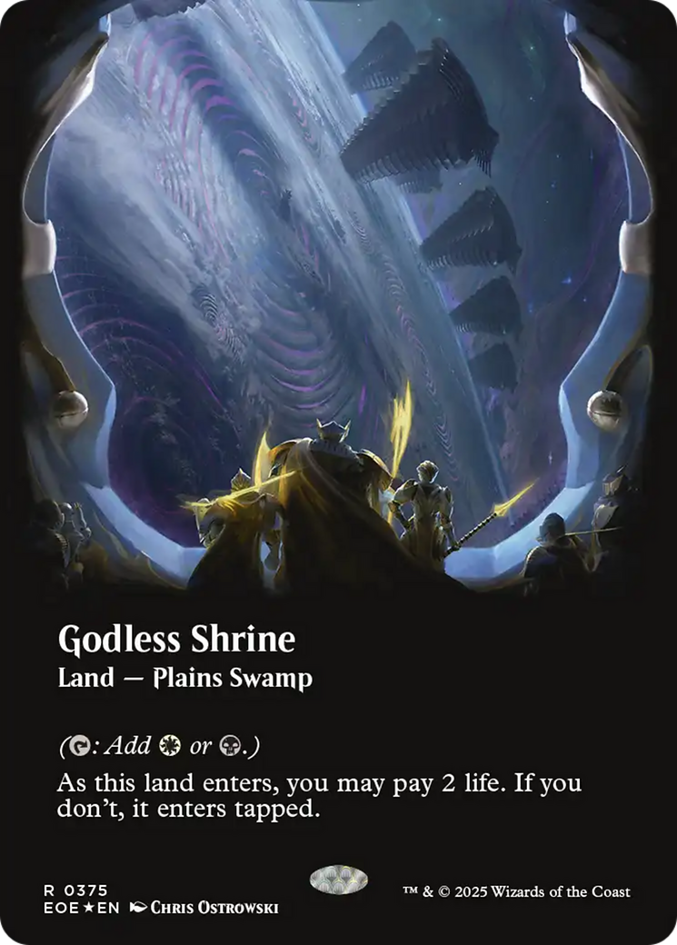 Godless Shrine (Borderless) (Galaxy Foil) [Edge of Eternities] | Exor Games Dartmouth