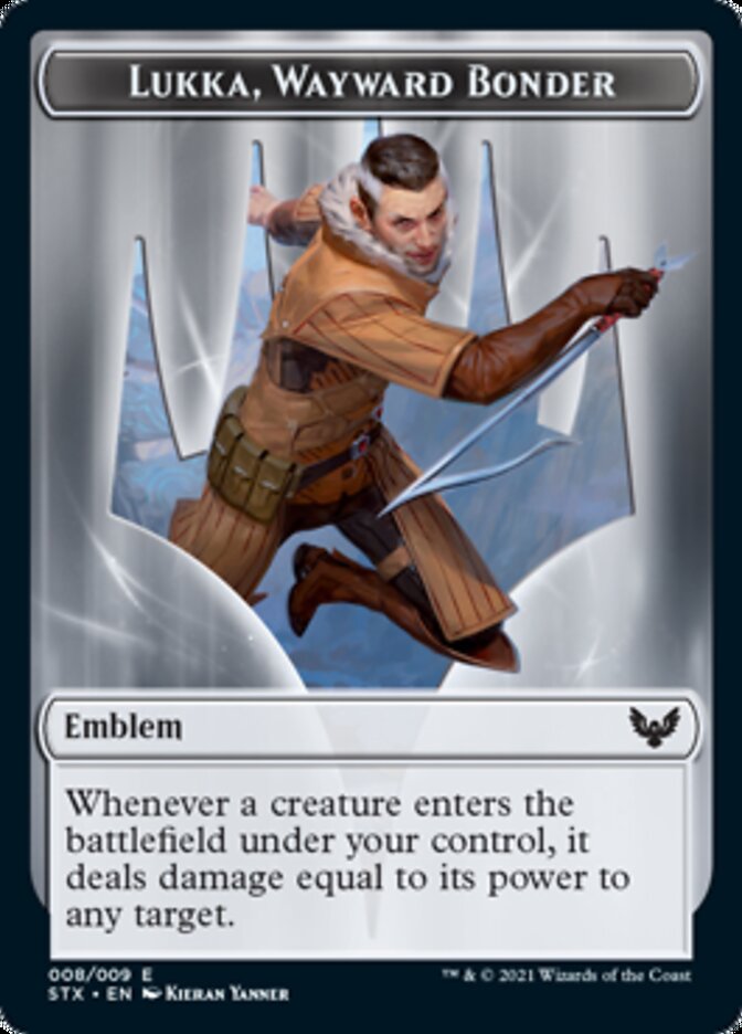Elemental // Lukka, Wayward Bonder Emblem Double-Sided Token [Strixhaven: School of Mages Tokens] | Exor Games Dartmouth