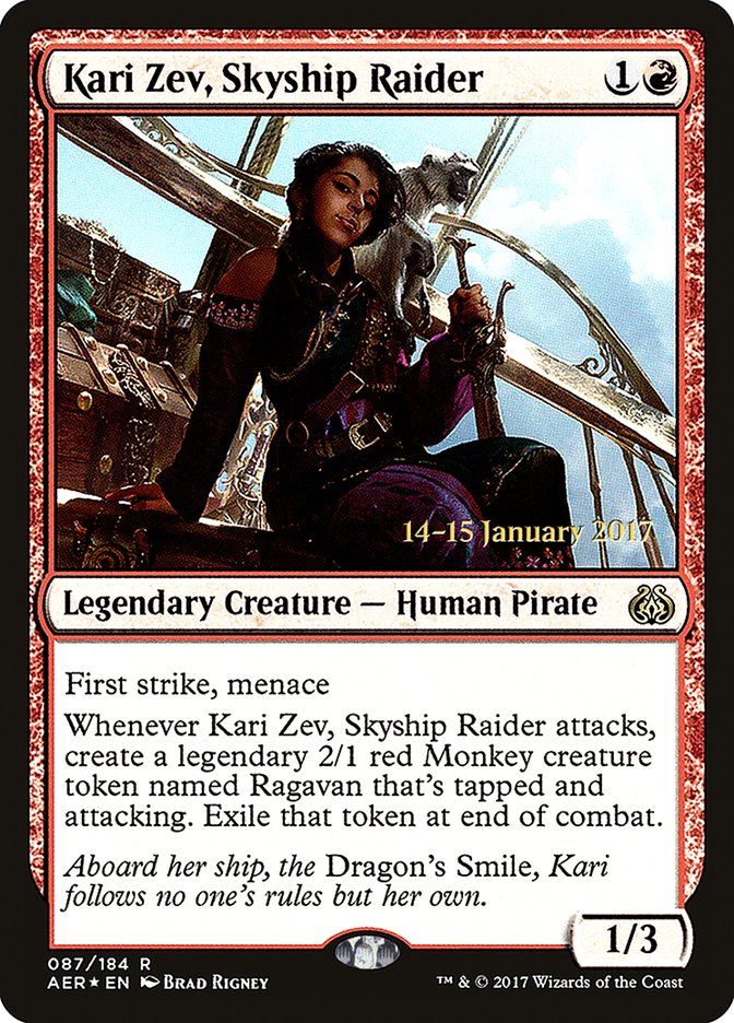 Kari Zev, Skyship Raider [Aether Revolt Prerelease Promos] | Exor Games Dartmouth