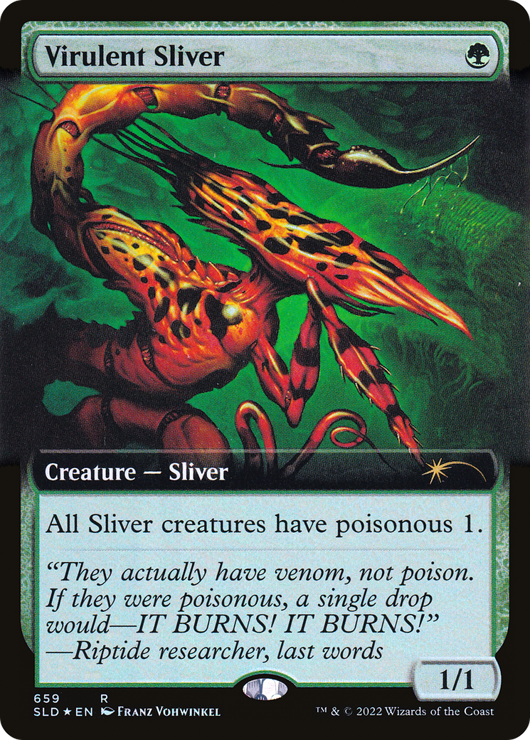 Virulent Sliver (Extended Art) (Step-and-Compleat Foil) [Secret Lair Drop Promos] | Exor Games Dartmouth