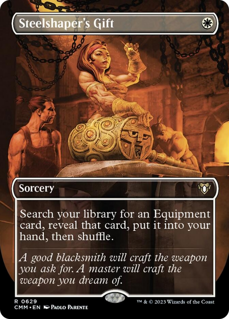 Steelshaper's Gift (Borderless Alternate Art) [Commander Masters] | Exor Games Dartmouth