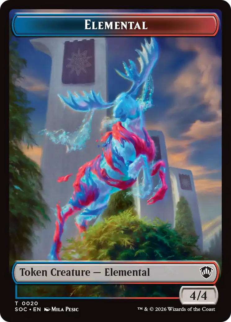 Elemental (0020) // Treasure Double-Sided Token [Secrets of Strixhaven Commander Tokens] | Exor Games Dartmouth