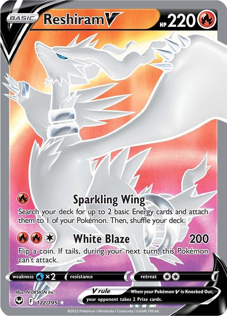 Reshiram V (172/195) [Sword & Shield: Silver Tempest] | Exor Games Dartmouth