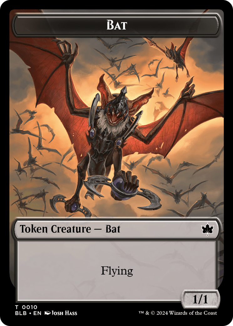 Bat // Warren Warleader Double-Sided Token [Bloomburrow Tokens] | Exor Games Dartmouth