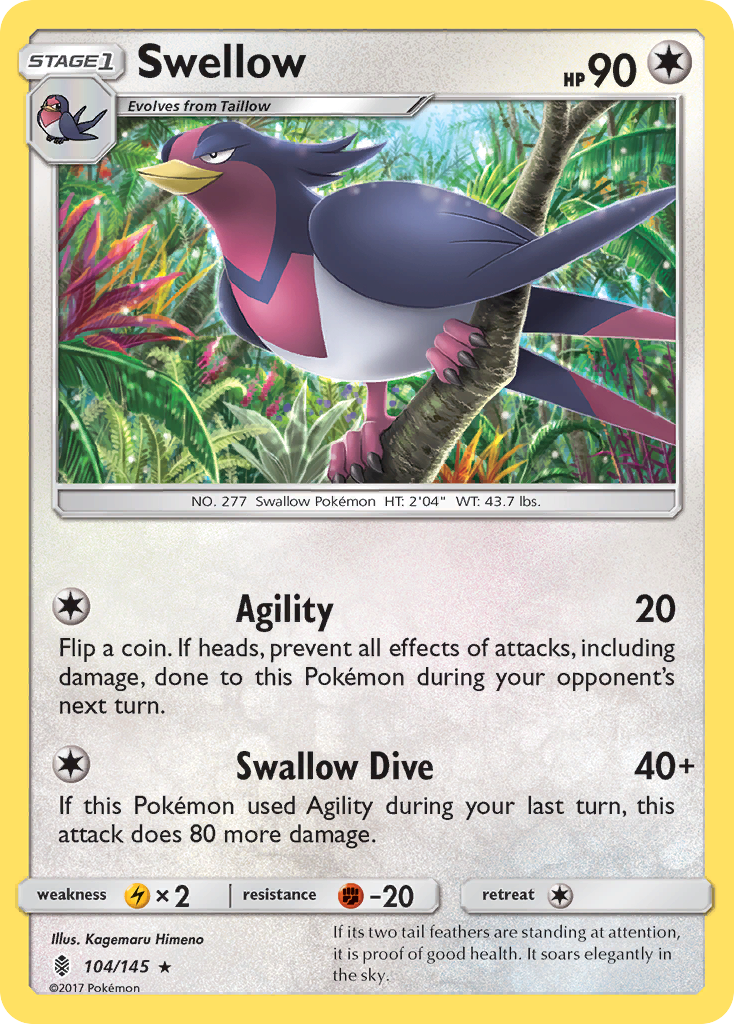 Swellow (104/145) [Sun & Moon: Guardians Rising] | Exor Games Dartmouth