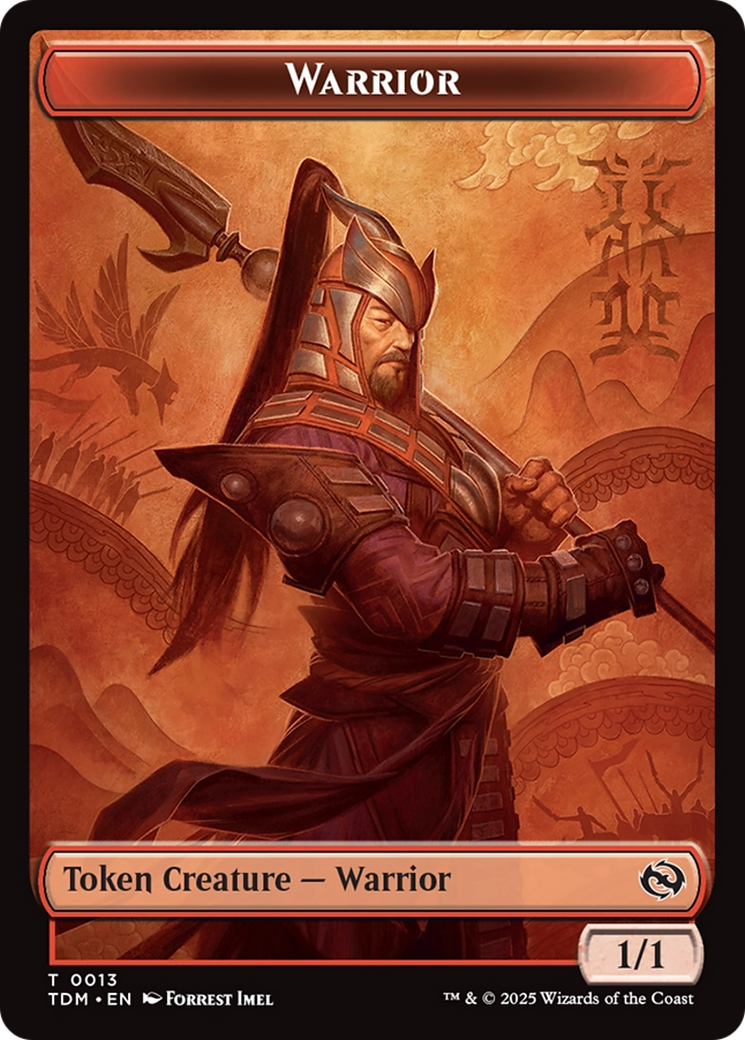 Dragon (0011) // Warrior Double-Sided Token [Tarkir: Dragonstorm Tokens] | Exor Games Dartmouth