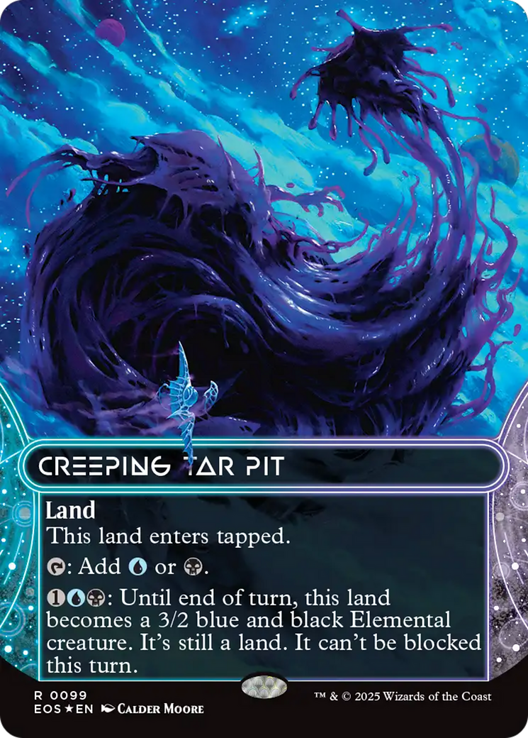 Creeping Tar Pit (0099) (Borderless) (Galaxy Foil) [Edge of Eternities: Stellar Sights] | Exor Games Dartmouth