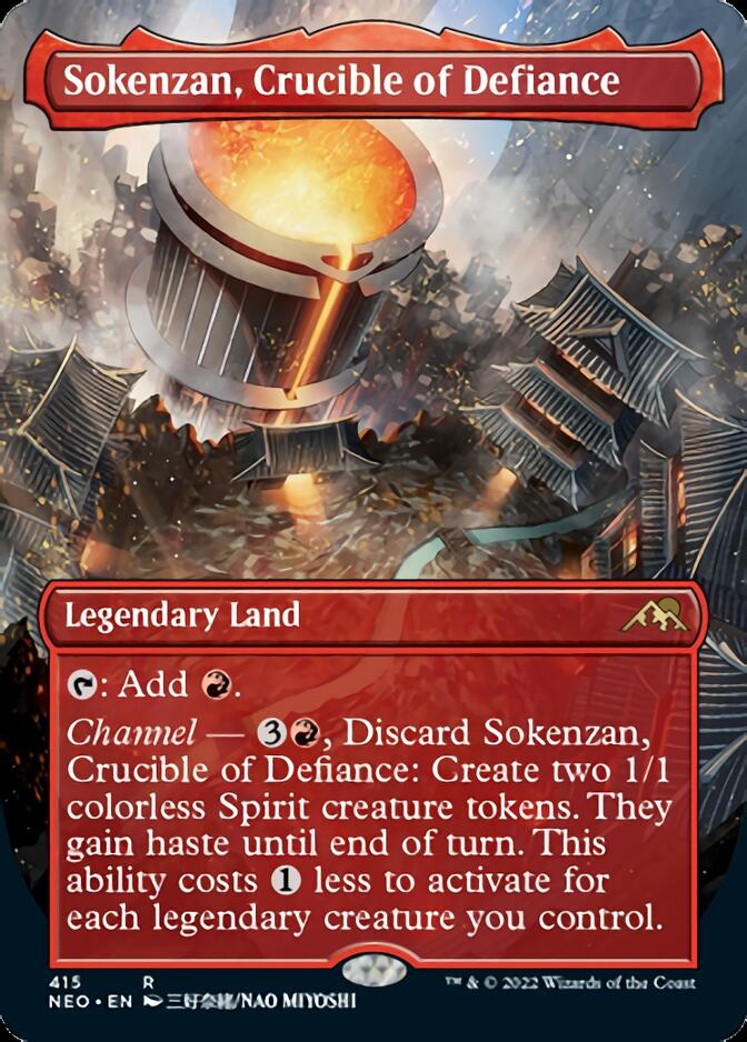 Sokenzan, Crucible of Defiance (Borderless Alternate Art) [Kamigawa: Neon Dynasty] | Exor Games Dartmouth