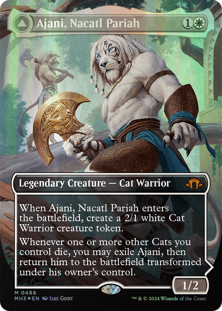 Ajani, Nacatl Pariah // Ajani, Nacatl Avenger (Borderless) (Textured Foil) [Modern Horizons 3] | Exor Games Dartmouth