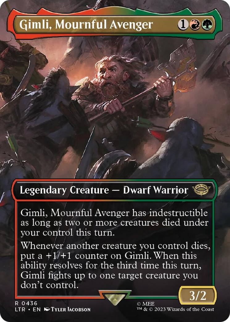 Gimli, Mournful Avenger (Borderless Alternate Art) [The Lord of the Rings: Tales of Middle-Earth] | Exor Games Dartmouth