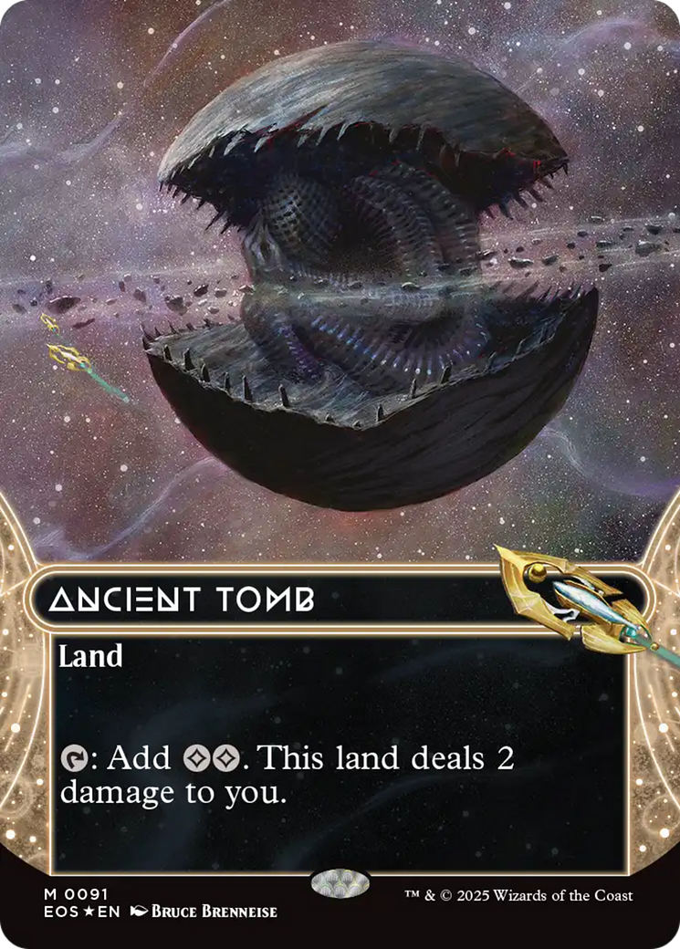Ancient Tomb (0091) (Borderless) (Galaxy Foil) [Edge of Eternities] | Exor Games Dartmouth