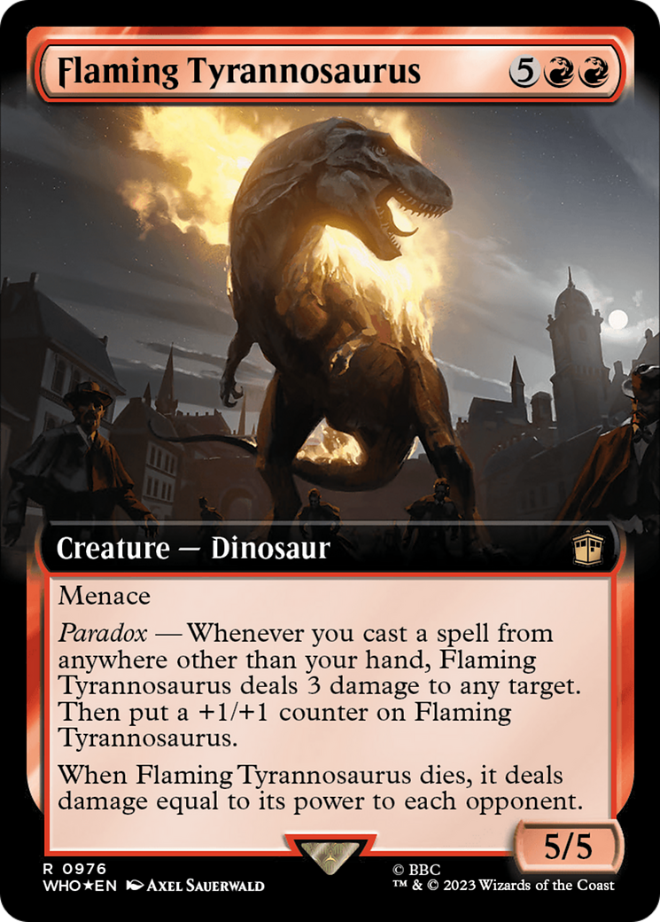 Flaming Tyrannosaurus (Extended Art) (Surge Foil) [Doctor Who] | Exor Games Dartmouth