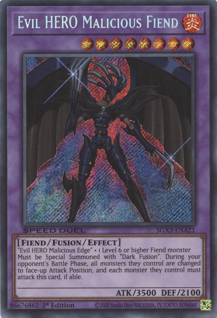 Evil HERO Malicious Fiend [SGX3-ENA21] Secret Rare | Exor Games Dartmouth