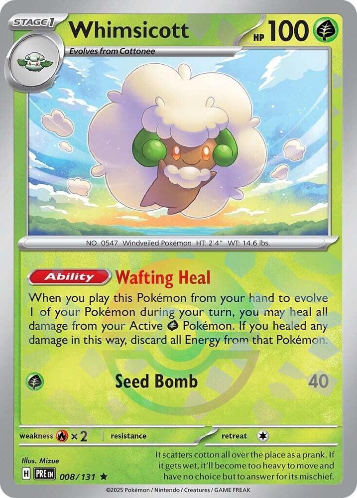 Whimsicott (008/131) (Poke Ball Pattern) [Scarlet & Violet: Prismatic Evolutions] | Exor Games Dartmouth