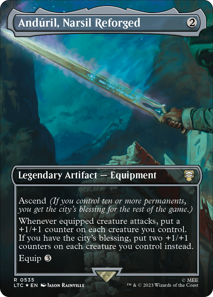 Anduril, Narsil Reforged (Borderless) (Surge Foil) [The Lord of the Rings: Tales of Middle-Earth Commander] | Exor Games Dartmouth