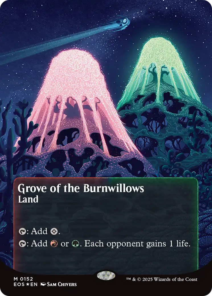 Grove of the Burnwillows (0152) (Borderless) (Galaxy Foil) [Edge of Eternities: Stellar Sights] | Exor Games Dartmouth