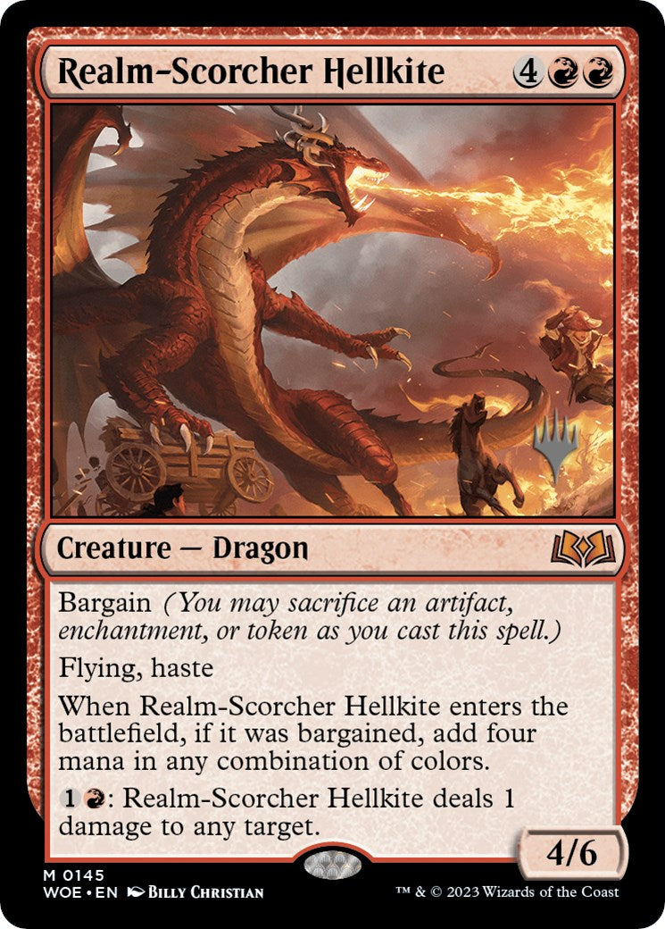 Realm-Scorcher Hellkite (Promo Pack) [Wilds of Eldraine Promos] | Exor Games Dartmouth