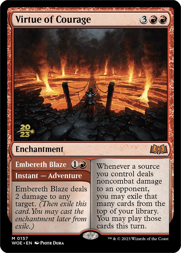 Virtue of Courage //Embereth Blaze (Promo Pack) [Wilds of Eldraine Promos] | Exor Games Dartmouth