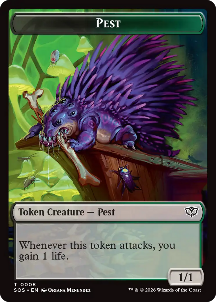Fractal (0004) // Pest (0008) Double-Sided Token [Secrets of Strixhaven Tokens] | Exor Games Dartmouth