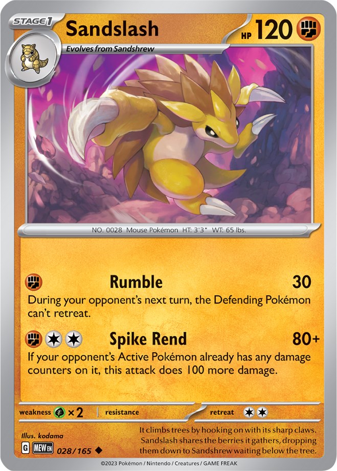 Sandslash (028/165) [Scarlet & Violet: 151] | Exor Games Dartmouth