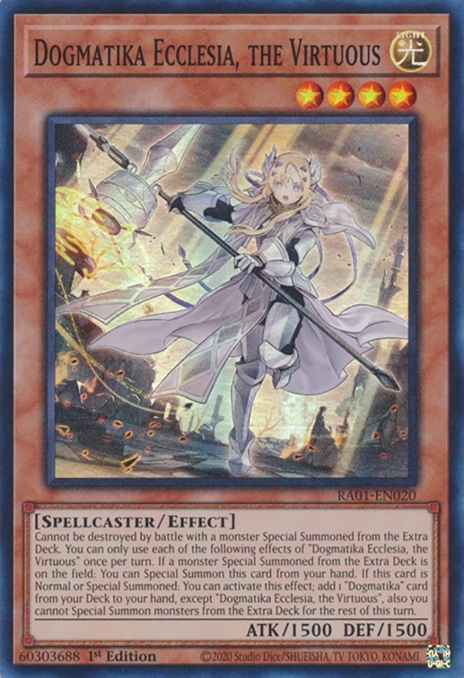 Dogmatika Ecclesia, the Virtuous [RA01-EN020] Super Rare | Exor Games Dartmouth