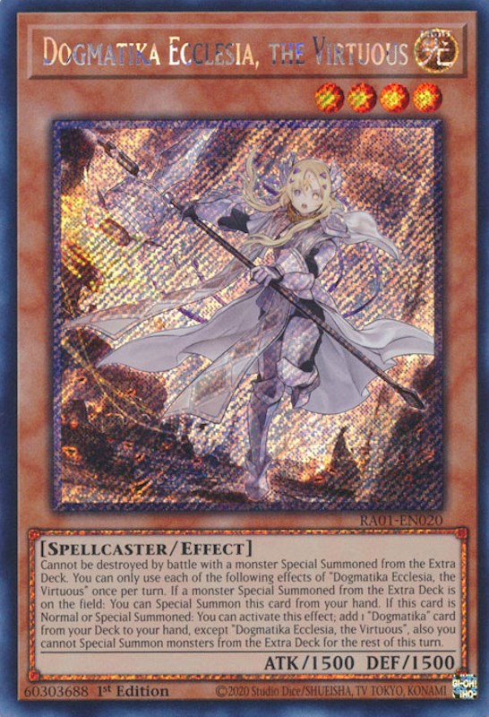 Dogmatika Ecclesia, the Virtuous [RA01-EN020] Platinum Secret Rare | Exor Games Dartmouth