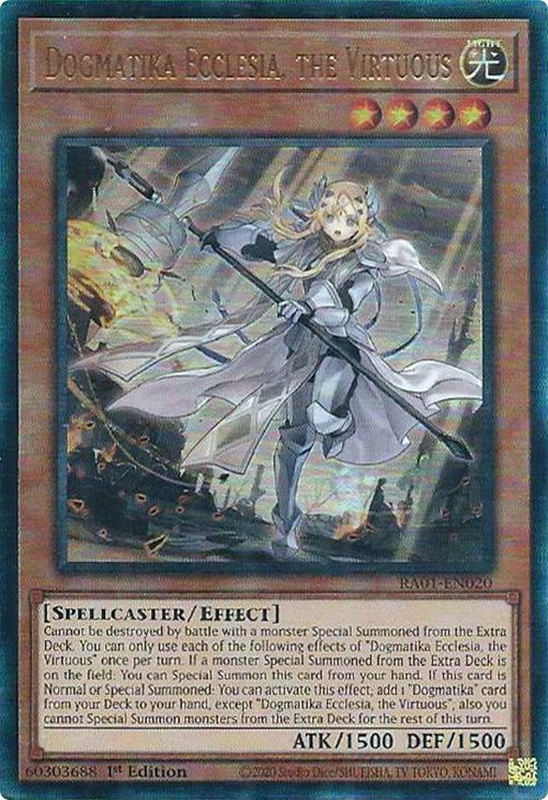 Dogmatika Ecclesia, the Virtuous [RA01-EN020] Prismatic Ultimate Rare | Exor Games Dartmouth