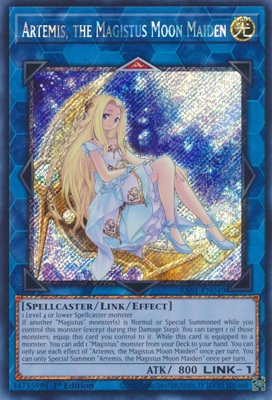 Artemis, the Magistus Moon Maiden [RA01-EN049] Platinum Secret Rare | Exor Games Dartmouth