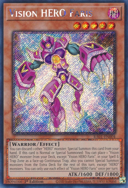 Vision HERO Faris [RA01-EN004] Platinum Secret Rare | Exor Games Dartmouth