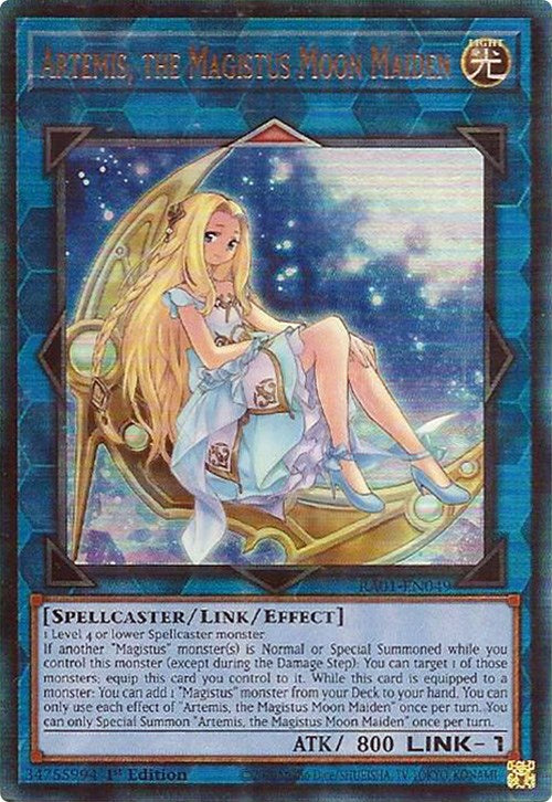 Artemis, the Magistus Moon Maiden [RA01-EN049] Prismatic Ultimate Rare | Exor Games Dartmouth
