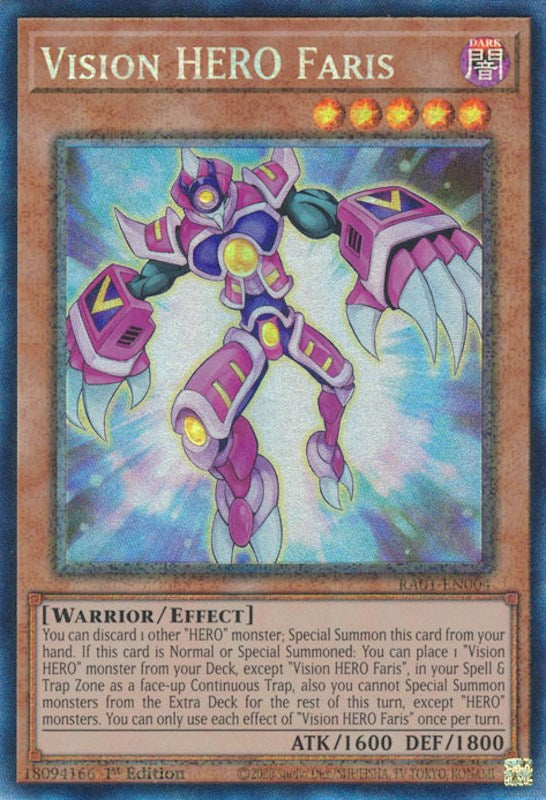 Vision HERO Faris [RA01-EN004] Prismatic Collector's Rare | Exor Games Dartmouth