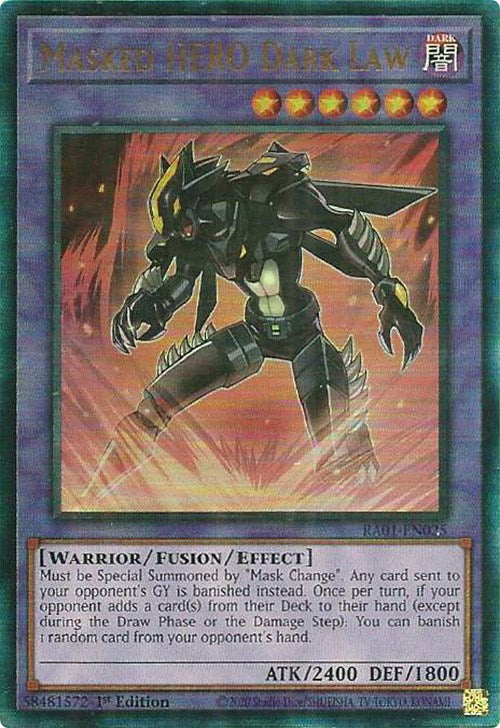 Masked HERO Dark Law [RA01-EN025] Prismatic Ultimate Rare | Exor Games Dartmouth